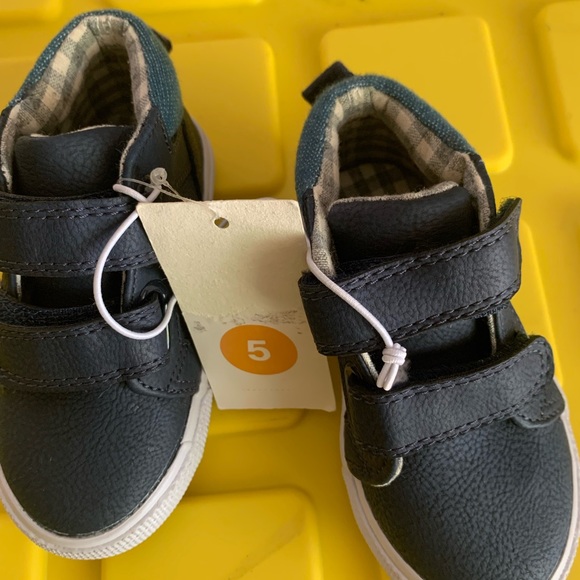 Navy blue & denim high top toddler boy shoes - Picture 4 of 6